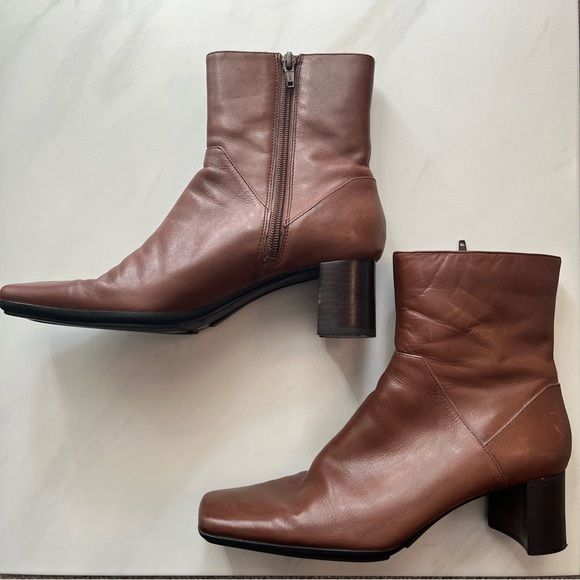 Nine West 90s Y2K Square Toe Heeled Brown Ankle Boot 7.5 - Picture 2 of 11